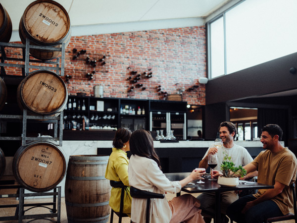 friends enjoying wine-tasting at Wills Domain, Yallingup