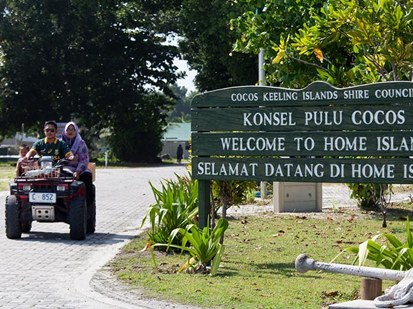 Welcome sign at Cocos (Keeling) Islands