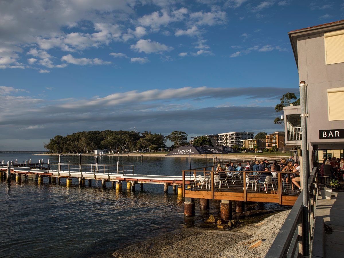 the Little Beach Boathouse overlooking Little Beach and Nelson Bay