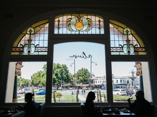 an arched window at Alium Dining, Bendigo