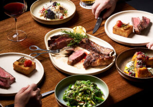a large share steak spread at The Woodhouse Bar & Grill, Bendigo