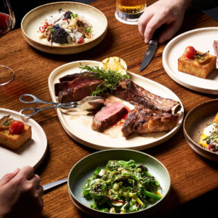 a large share steak spread at The Woodhouse Bar & Grill, Bendigo
