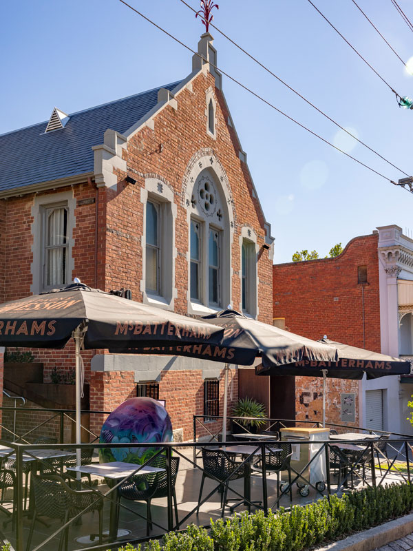 the Gothic-style diner with an alfresco spot at Ms Batterhams, Bendigo