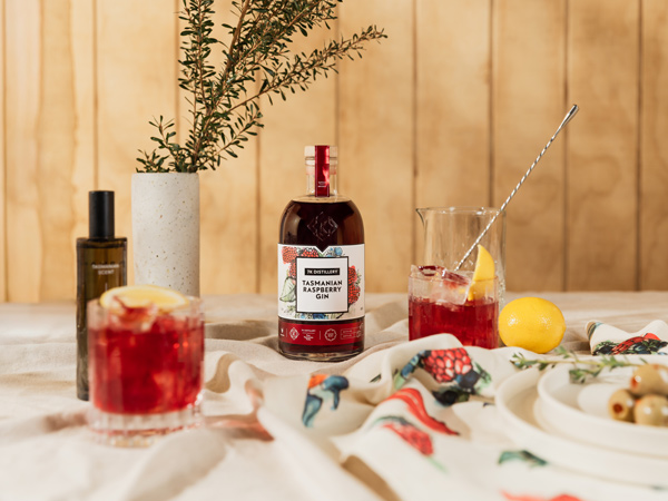 Tasmanian raspberry gin at 7K Distillery, Derwent Park