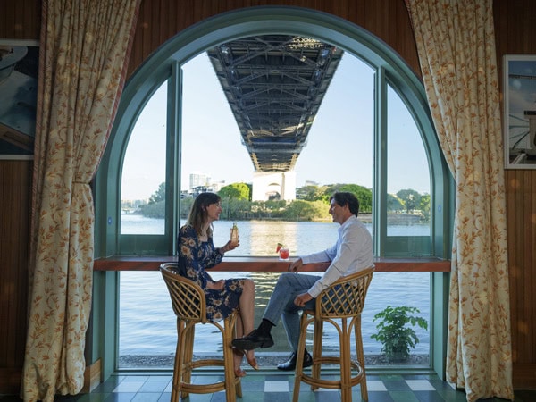 a couple dining at Howard Smith Wharves