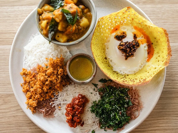 a Sri Lankan breakfast plate at Lankan Tucker in Brunswick West