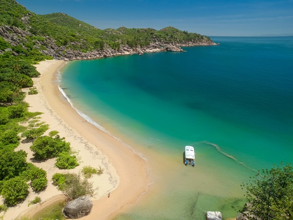 perairan hijau zamrud, pantai Magnetic Island, Townsville