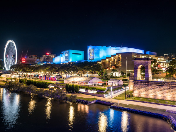 the Queensland Performing Arts Centre at night