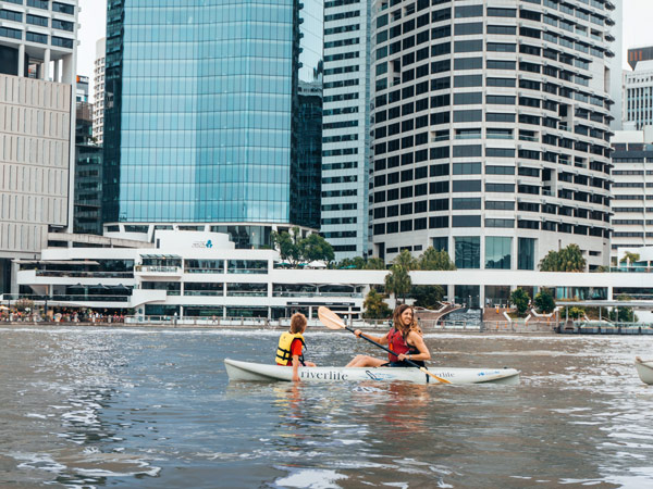kayaking along Brisbane River