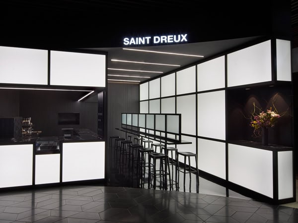 the black and white interior of Saint Dreux cafe in Melbourne CBD