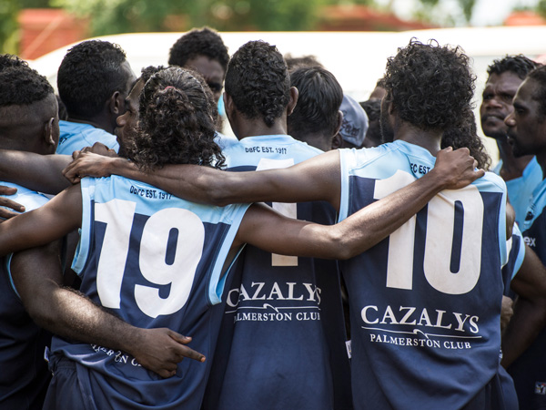 football players gather at the Tiwi Islands Grand Final and Art Sale