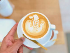 a latte art at Bloom Coffee x Bites, Hobart