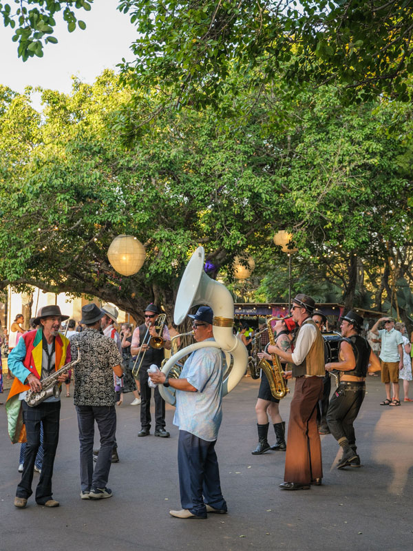 locals playing musical instruments during a Darwin festival