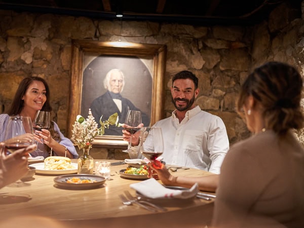 friends dining at Berrima Vault House