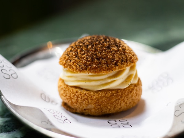signature Jerusalem artichoke cream bun for dessert.