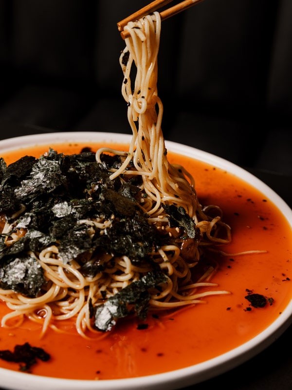 a close-up of a noodle soup at Honto, Brisbane