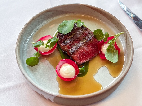 a plate of French food at Montrachet, Brisbane