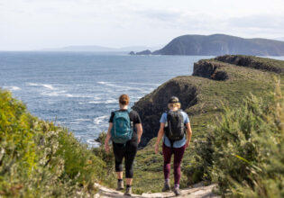 two hikers on a guided walking tour, Bruny Island