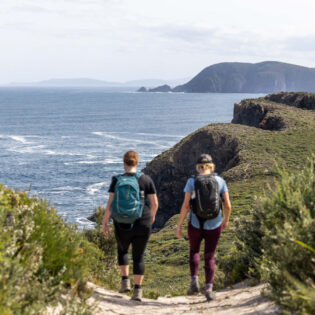 two hikers on a guided walking tour, Bruny Island
