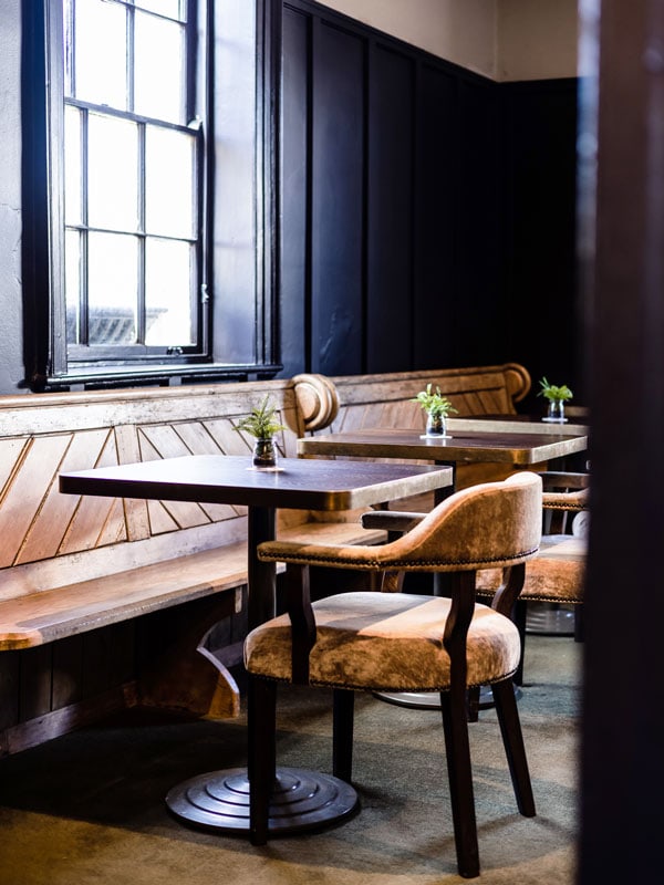The tables and chairs inside Briars inn in Bowral