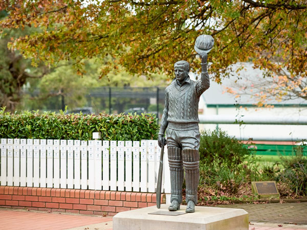 the statue of cricketing great Sir Donald Bradman