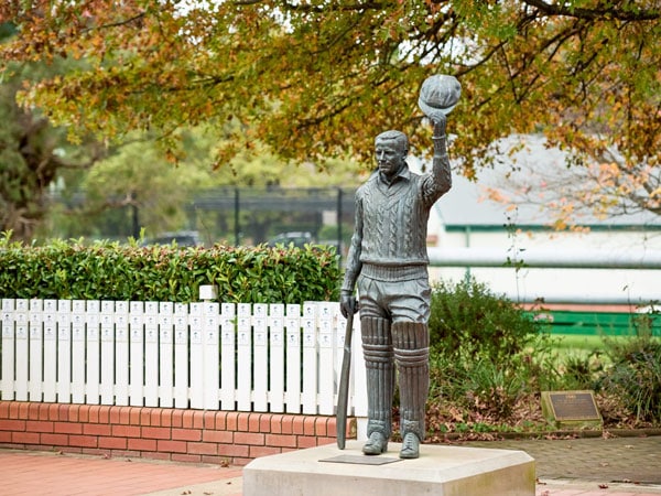 the statue of cricketing great Sir Donald Bradman