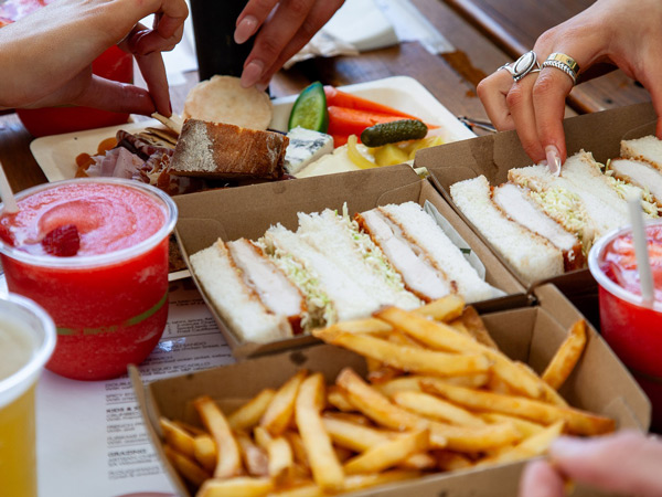 sandwiches, fries and drinks at CLINK at Tintara, McLaren Vale