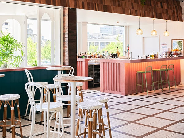 Pretty pops of pink in Highball Express venue