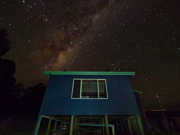 a cabin under the starry night sky at Hundred Acre Hideaway, Bruny Island