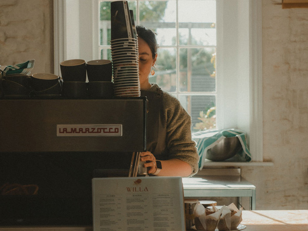a barista taking orders at the counter, Willa Coffee Shop, McLaren Vale