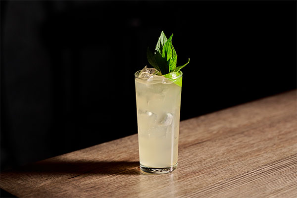 A cocktail with a sprig of mint at The Pearl, Canberra.
