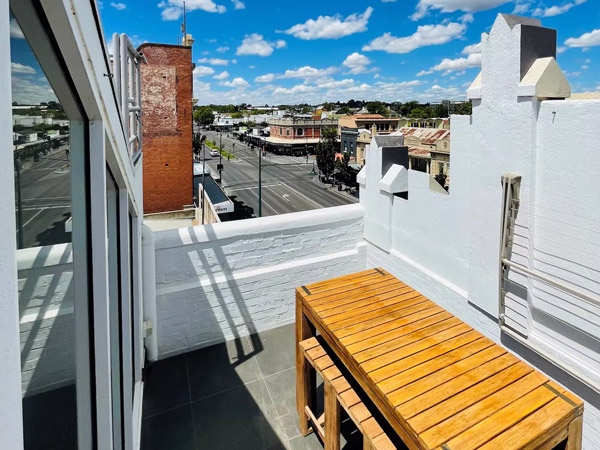 the rooftop views from Grandview on Mitchell Bendigo Penthouse