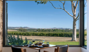 nature views from a fining dining table at Appellation at The Louise