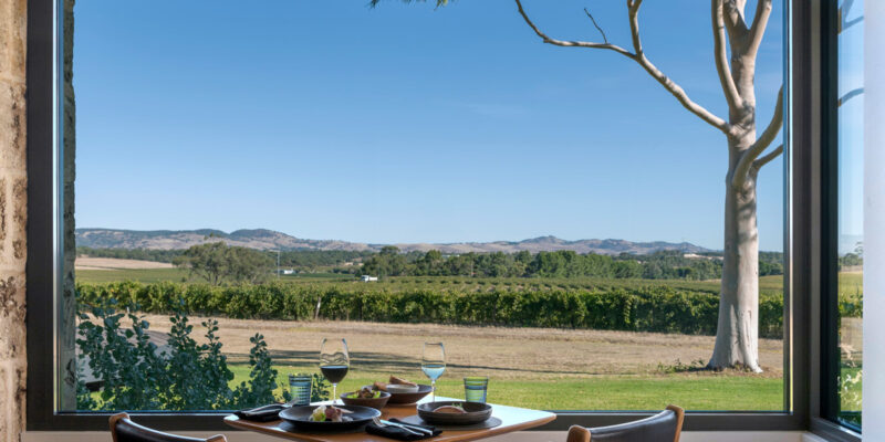 nature views from a fining dining table at Appellation at The Louise