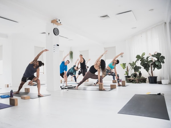 a sunrise yoga class at BHAV