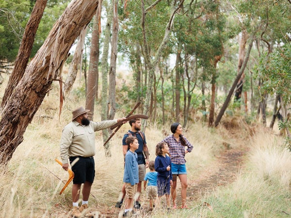 a Gunditjmara guide leading the Budj Bim family tour