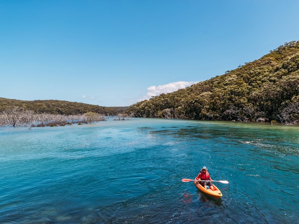 kayaking at Cabbage Tree Basin 