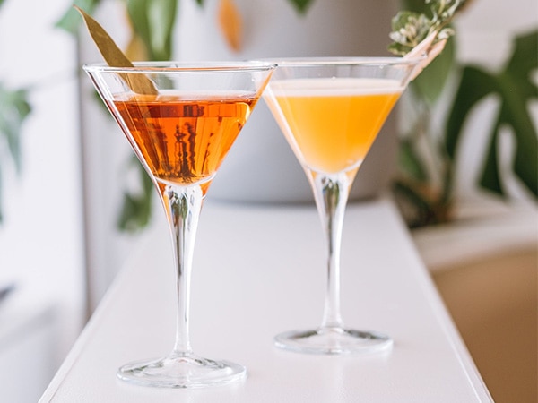cocktails ontop of a light white counter