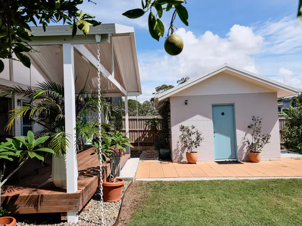 the exterior and breezy deck at Cove House Yamba