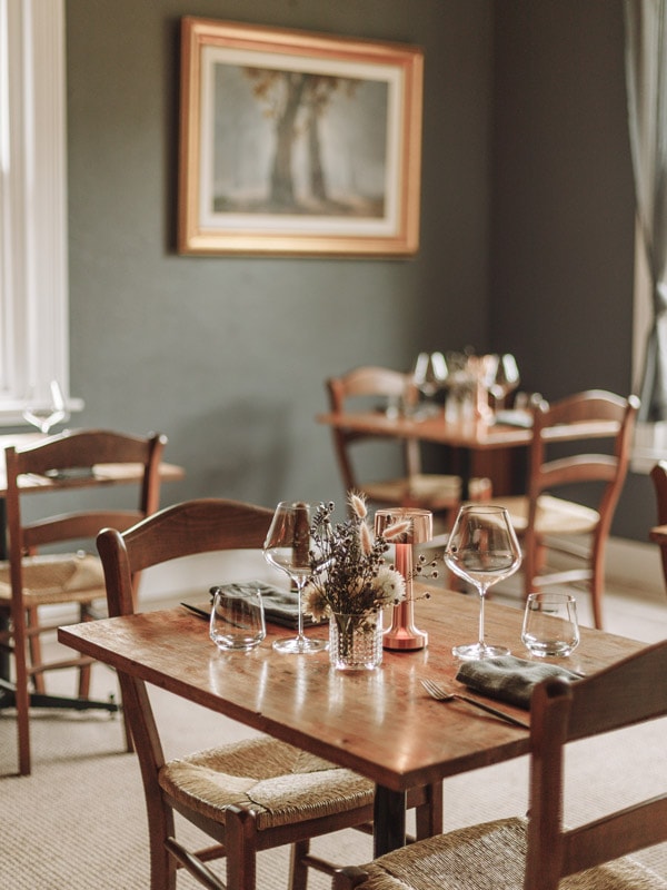 an elegant dining space at Elm Dining, Bright