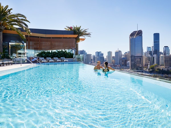 Rooftop pool at Emporium Hotel one of Brisbane's luxury accommodation options