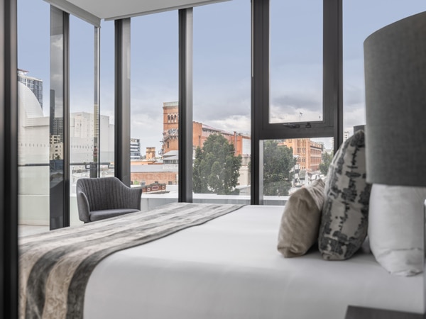 Bed with a view at FV Brisbane by Peppers.