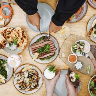 a table top view of meals at The Yard Bright