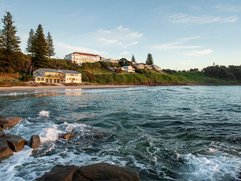 VIew of The Pacific Hotel overlooking Yamba Beach