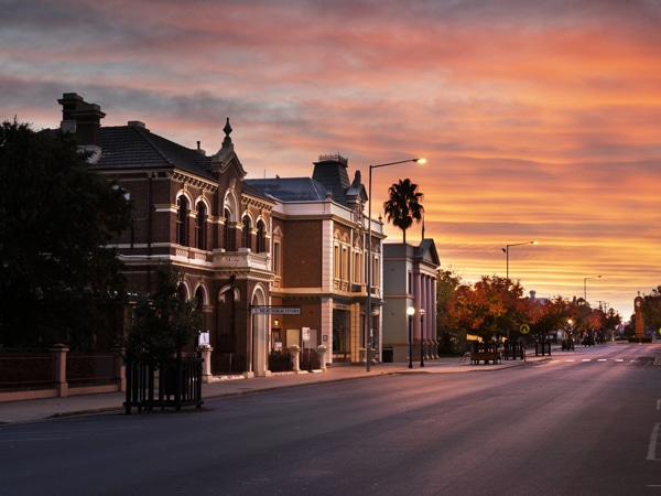 Mudgee streetscape at sunrise or sunset