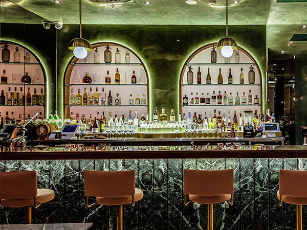 The beautiful marble bar at Papa Js Cronulla