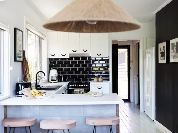 the modern kitchen at The Black Ace, Yamba