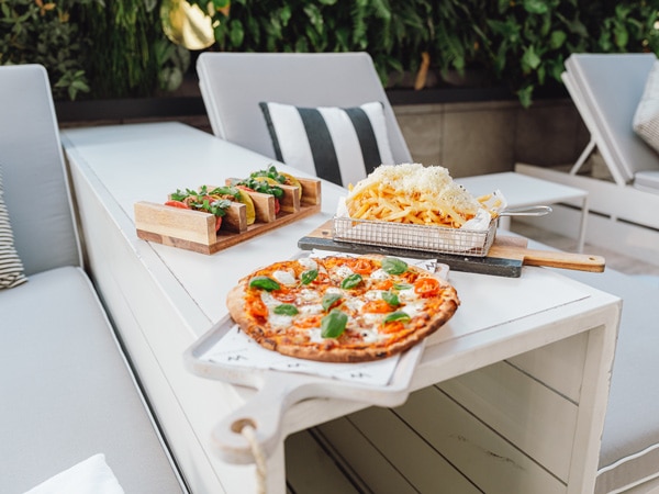 Pizza, tacos and chips from WET Deck in W Hotel Brisbane