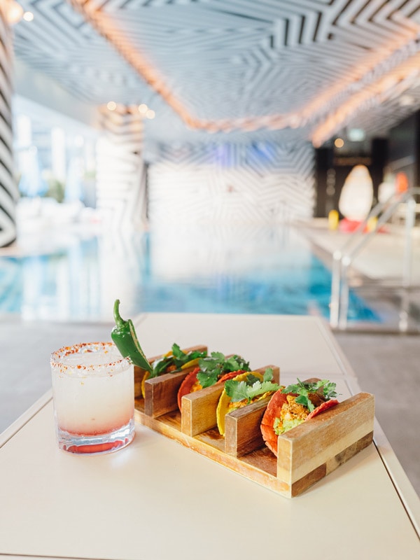 Cocktail and tacos at W Hotel WET Deck