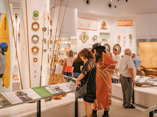 guests browsing the artworks on display at Yarrila Arts and Museum